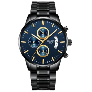 GOLDENHOUR Rational Design Quartz Mens Watch Stainless Strap Erkek Kol Saati Sport Calendar Wristwatch Relogio Masculino